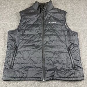 Columbia Vest Mens XL Black Insulated Omni-Heat Winter Reflective Puffer Puffy